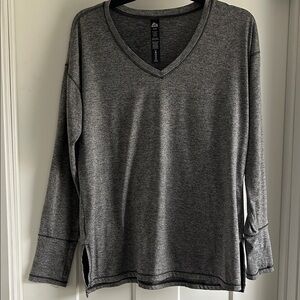 Grey V-Neck Long Sleeve Tunic Top